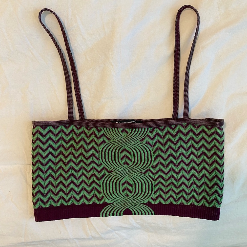 Purple and green cropped tank top from Zara